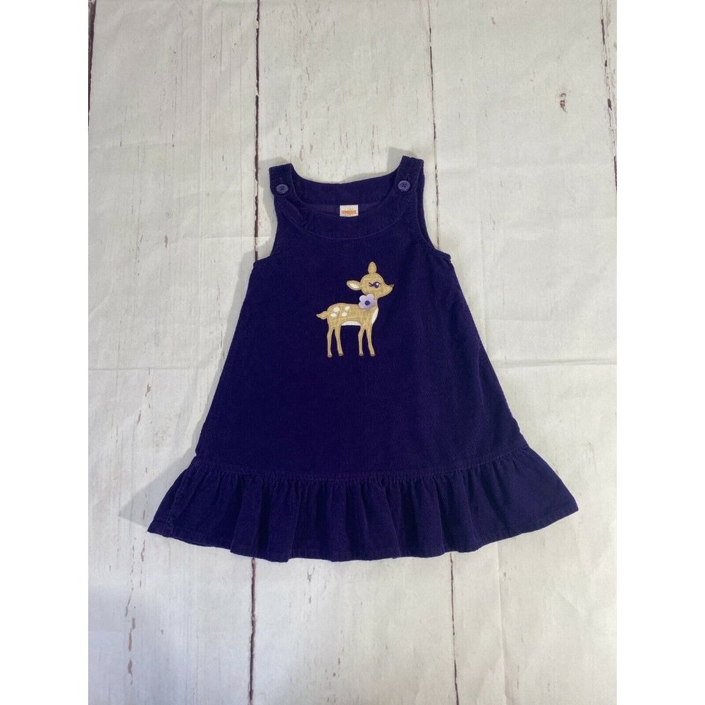 Gymboree Girls Dress Size 3T Purple Corduroy Reindeer Christmas Dress